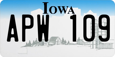 IA license plate APW109