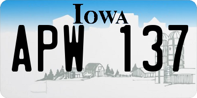 IA license plate APW137