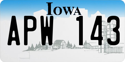 IA license plate APW143