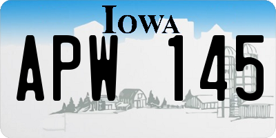 IA license plate APW145