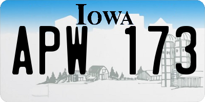 IA license plate APW173