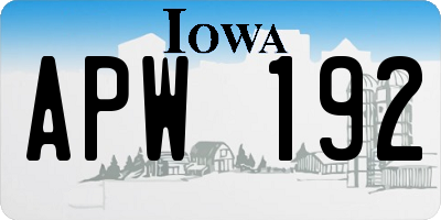 IA license plate APW192