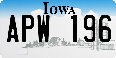 IA license plate APW196