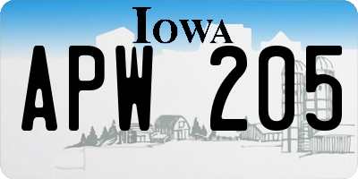 IA license plate APW205