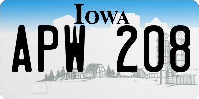 IA license plate APW208