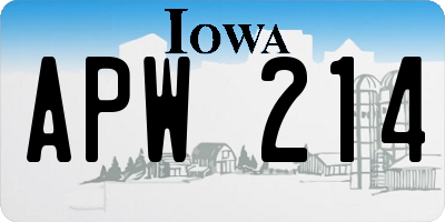 IA license plate APW214