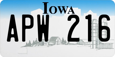 IA license plate APW216