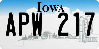 IA license plate APW217