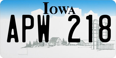 IA license plate APW218