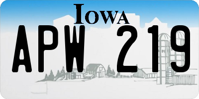 IA license plate APW219