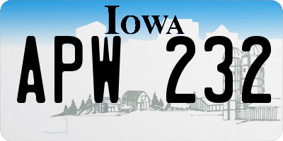 IA license plate APW232