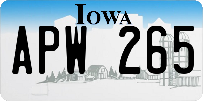 IA license plate APW265