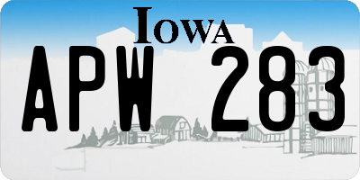IA license plate APW283