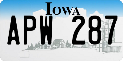 IA license plate APW287