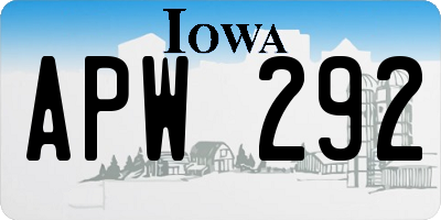 IA license plate APW292