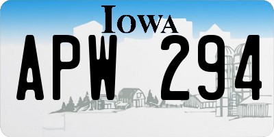IA license plate APW294