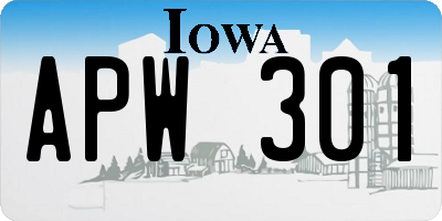 IA license plate APW301