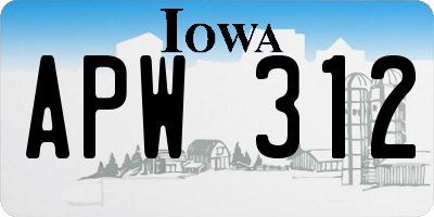 IA license plate APW312