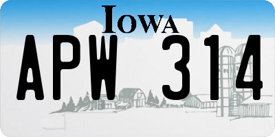 IA license plate APW314