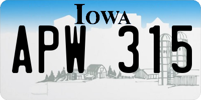 IA license plate APW315