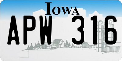 IA license plate APW316
