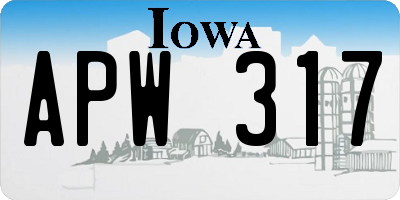 IA license plate APW317