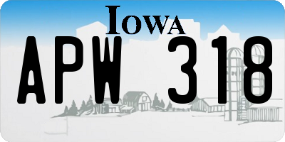 IA license plate APW318