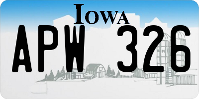 IA license plate APW326