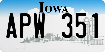 IA license plate APW351