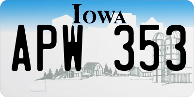 IA license plate APW353