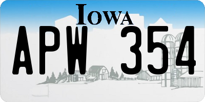 IA license plate APW354