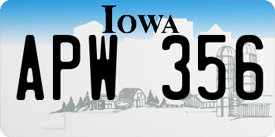IA license plate APW356