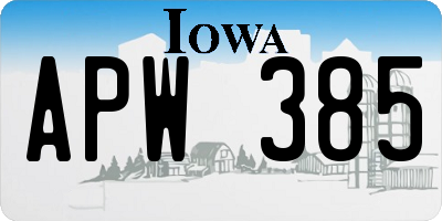 IA license plate APW385