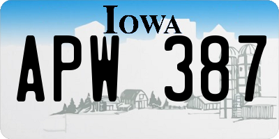 IA license plate APW387