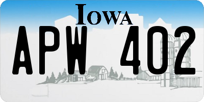 IA license plate APW402