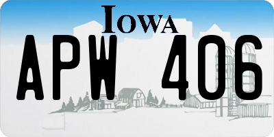 IA license plate APW406