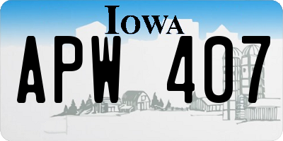 IA license plate APW407