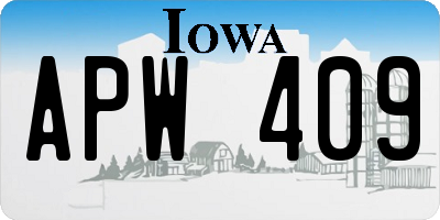 IA license plate APW409