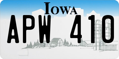 IA license plate APW410
