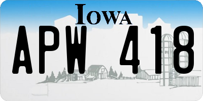 IA license plate APW418
