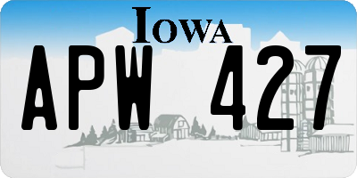 IA license plate APW427