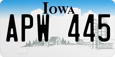 IA license plate APW445