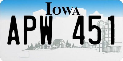 IA license plate APW451