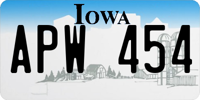 IA license plate APW454