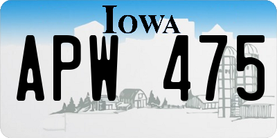 IA license plate APW475