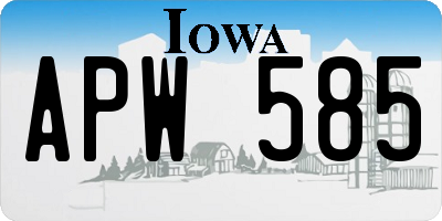 IA license plate APW585