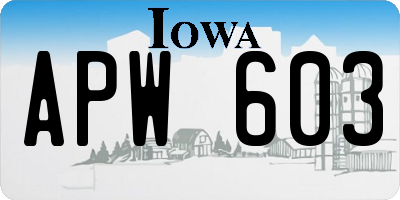 IA license plate APW603