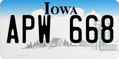 IA license plate APW668