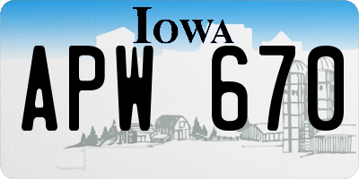 IA license plate APW670