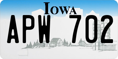 IA license plate APW702
